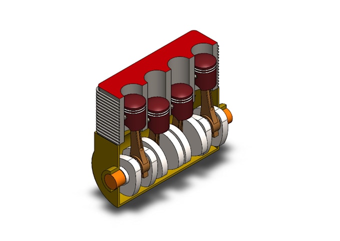 Gig Preview - Design a professional four cylinder engine 3d model