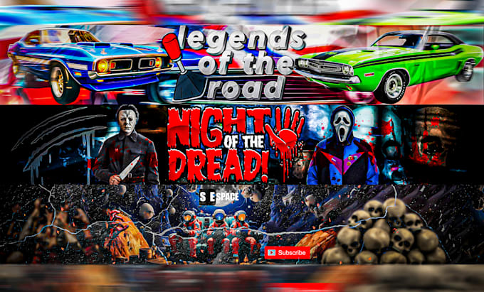 Gig Preview - Create banner horror gaming, cars, for your channel