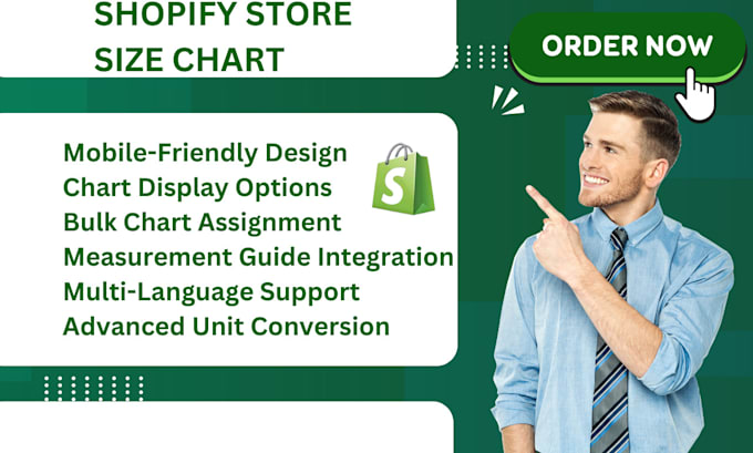 Gig Preview - Setup shopify store size chart kiwi size chart mage size chart csc panda esc