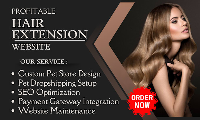 Gig Preview - Design hair extension shopify store shopify dropshipping hair extension website