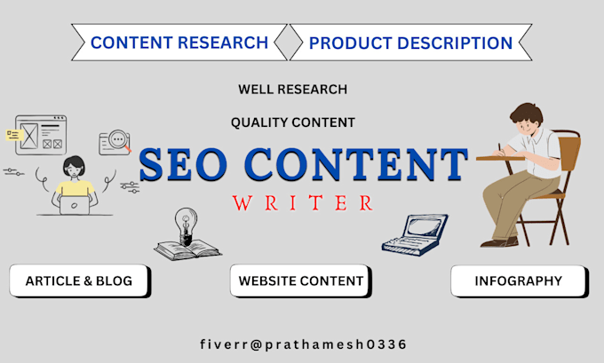 Gig Preview - Write quality SEO content blogs, articles, product descriptions