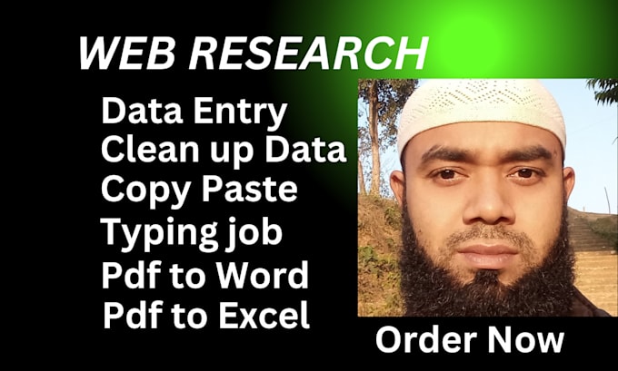 Gig Preview - Do accurate data entry web research typing job