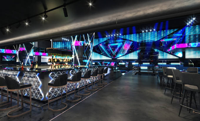 Gig Preview - Design cgi nightclub, lounge, bar, cafe, restaurant 3d rendering