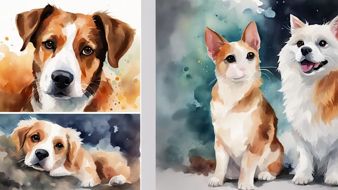 Bestseller - draw your pet portrait watercolor style