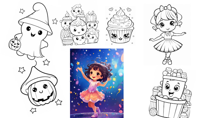 Gig Preview - Draw cute kawaii doodles and coloring pages for unique