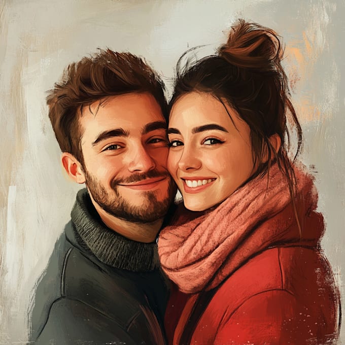 Gig Preview - Create couple portrait illustration from your photo