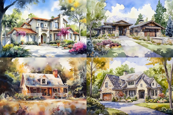 Gig Preview - Draw your house or building into stunning with watercolor