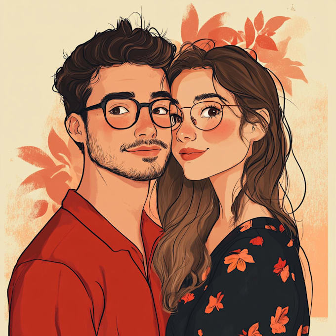 Gig Preview - Draw couple portrait illustration from your photo