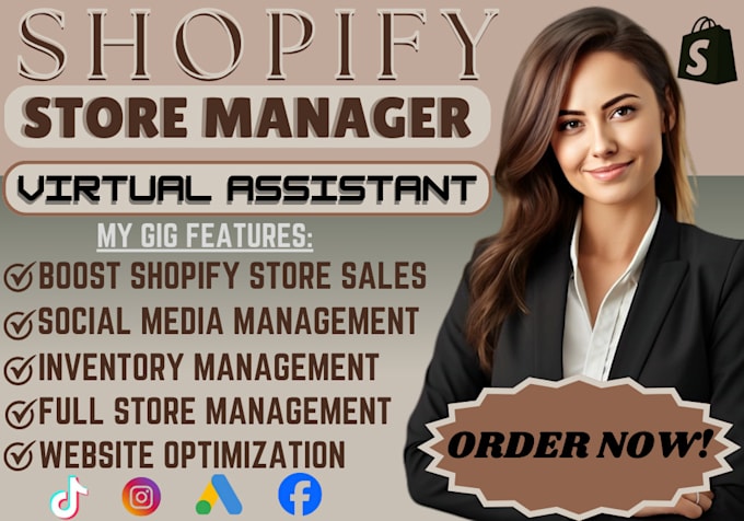 Gig Preview - Shopify virtual assistant shopify sales marketing shopify manager