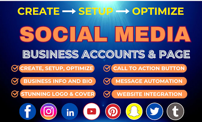 Gig Preview - Create and setup all social media accounts and business page