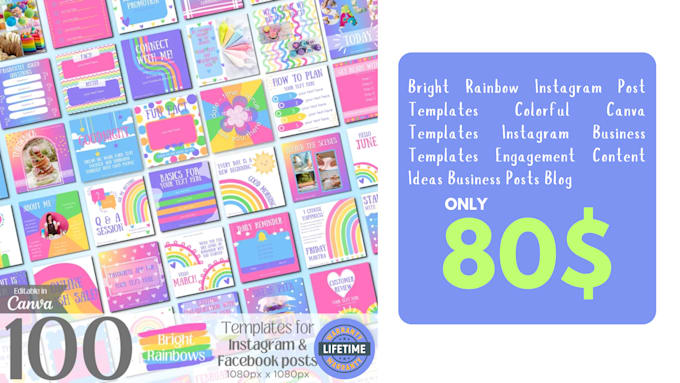 Gig Preview - Canva bright rainbow instagram template