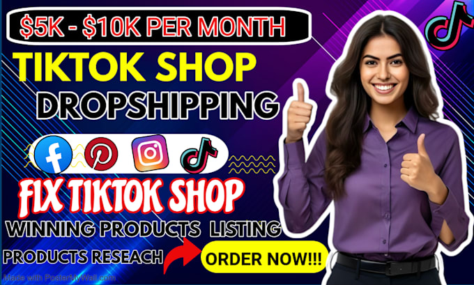 Gig Preview - Create tiktok shop dropshipping, fix tiktok shop and tiktok shop ads