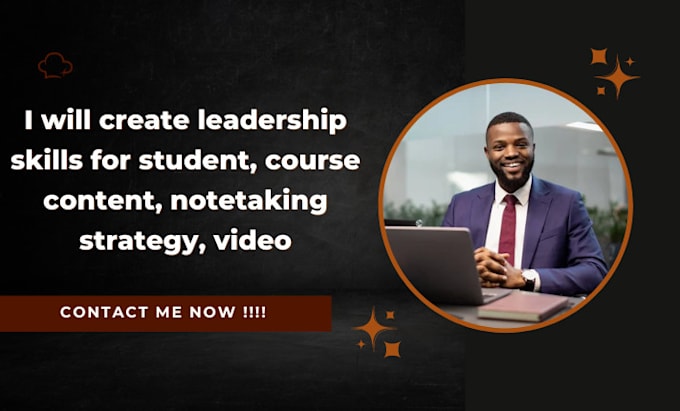 Gig Preview - Create leadership skills for student, course content, notetaking strategy, video