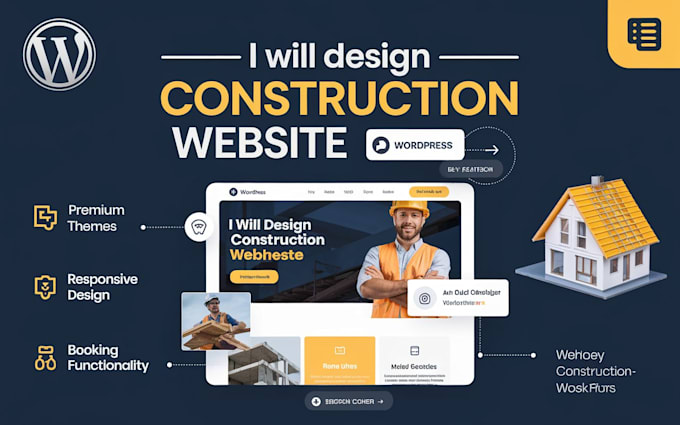 Gig Preview - Design a professional construction or remodeling, roofing website with wordpress