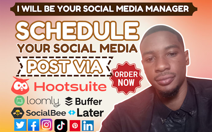 Gig Preview - Schedule post be your social media manager via hootsuite, loomly and buffer