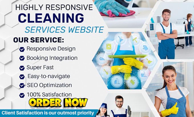 Gig Preview - Build cleaning service website, house, office cleaning, booking koala website