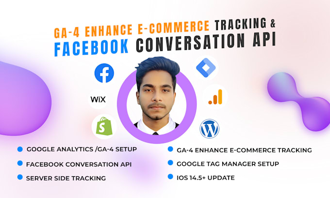 Gig Preview - Setup google analytics 4 ecommerce tracking or facebook conversion tracking