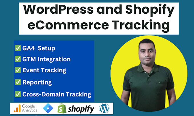 Gig Preview - Setup ga4 ecommerce tracking for wordpress, shopify via GTM