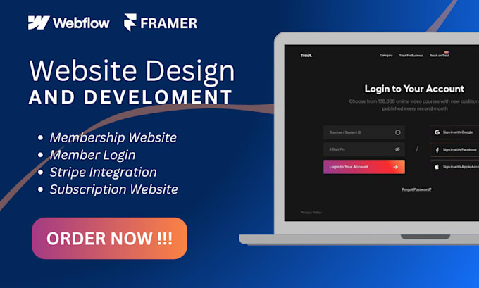 Gig Preview - Webflow framer membership website memberstack outseta webflow user framer login