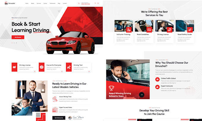 Gig Preview - Design professional driving school wordpress website