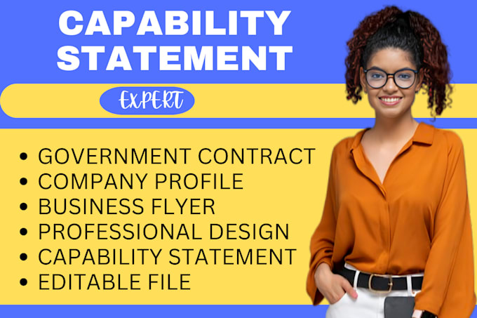 Gig Preview - Design federal government capability statement and capability statement business