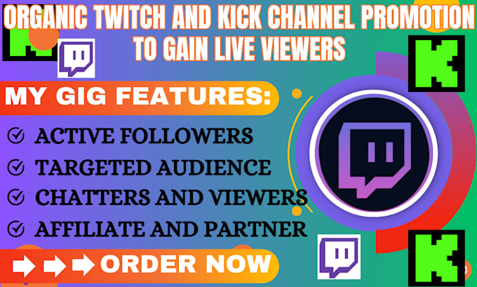 Gig Preview - Perform organic twitch and kick channel promotion to gain live viewers