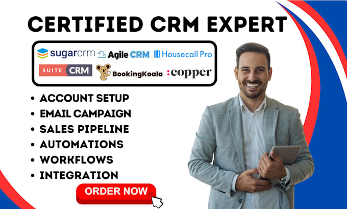 Gig Preview - Do housecall pro agile crm bookingkaola form copper automation suitecrm sugarcrm