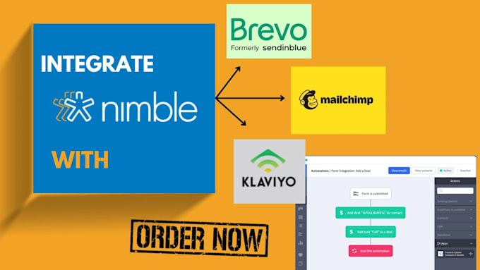 Gig Preview - Integrate nimble CRM with your email marketing platforms mailchimp brevo klaviyo