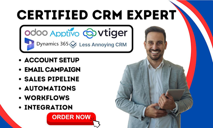 Gig Preview - Do less annoying crm apptivo microsoft dynamics 365 odoo crm vtiger integration