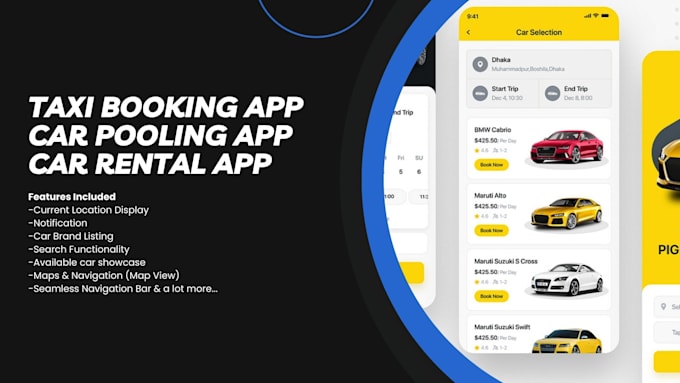 Gig Preview - Develop car rental app, car booking app, carpooling app, taxi booking app