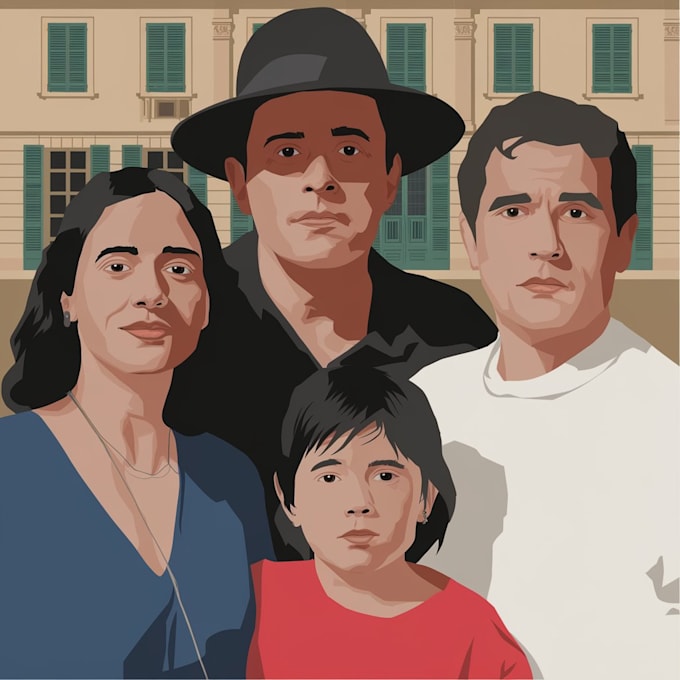 Gig Preview - Make vector group or family photo portrait painting