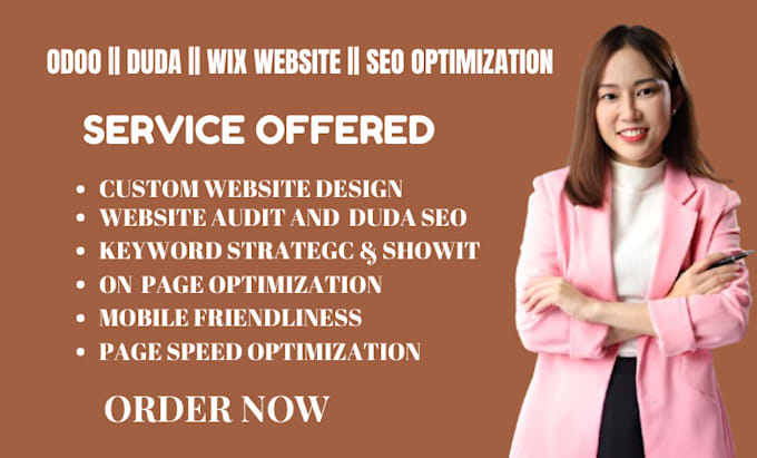 Gig Preview - Design and do SEO for your odoo website, duda website, weebly and showit websit