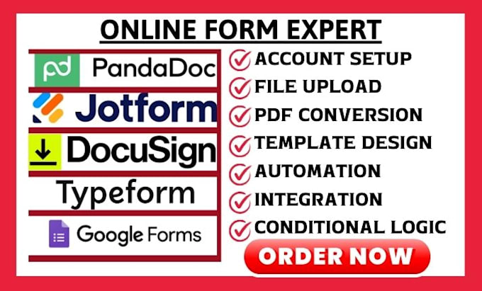 Gig Preview - Do document conversion typeform pandadoc tallyform google forms cognito forms VA