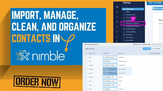 Gig Preview - Import manage clean and organize contacts in your nimble CRM