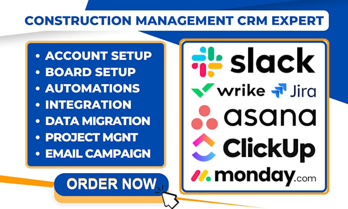 Gig Preview - Do wrike slack task project management jira asana clickup monday crm integration