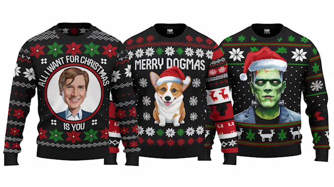 Gig Preview - Do unique and trendy ugly christmas sweater designs for your holiday