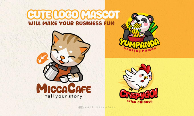 Gig Preview - Create custom cute mascot logo to make your brand fun and stand out