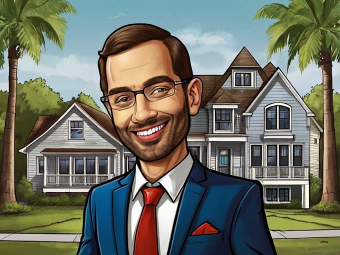 Gig Preview - Draw funny and professional real estate caricature for you