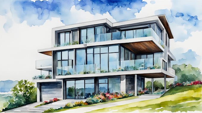 Gig Preview - Draw your house or building into stunning with watercolor