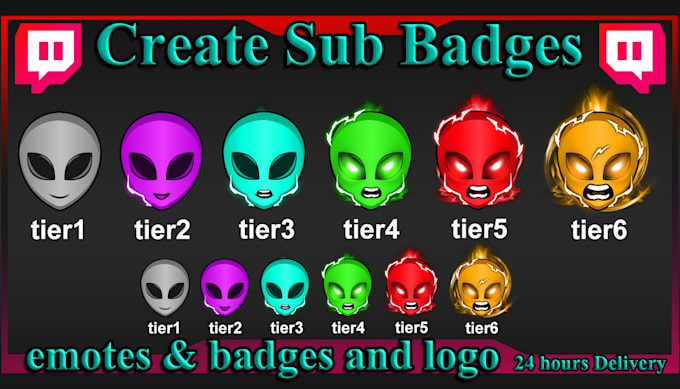 Gig Preview - Make twitch emotes, twitch badges and twitch sub badges