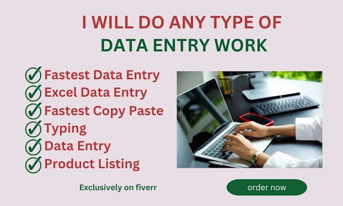 Gig Preview - Do fast perfect data entry, web research and copy paste