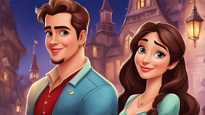 Gig Preview - Draw your couple portrait into disney style