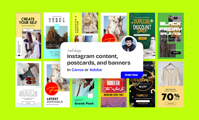 Gig Preview - Design instagram content, postcards, and banners in canva or adobe