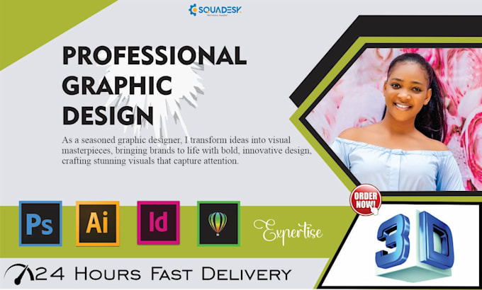 Gig Preview - Do professional graphics design using adobe illustrator, photoshop with ideas