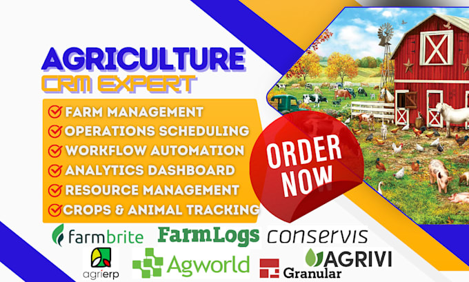 Gig Preview - Do farmbrite agrivi farmlogs agrierp granular agworld conservis agriculture crm