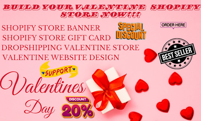 Gig Preview - Design valentines website banner day flyer social post gift store flower website