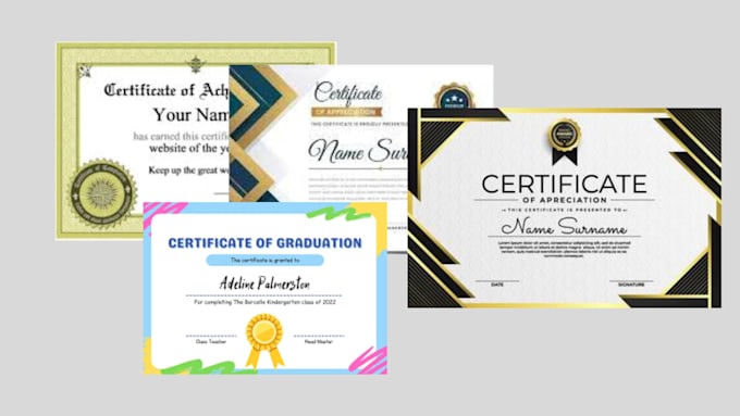 Gig Preview - Do certificate design, custom certificate template or diploma certificate