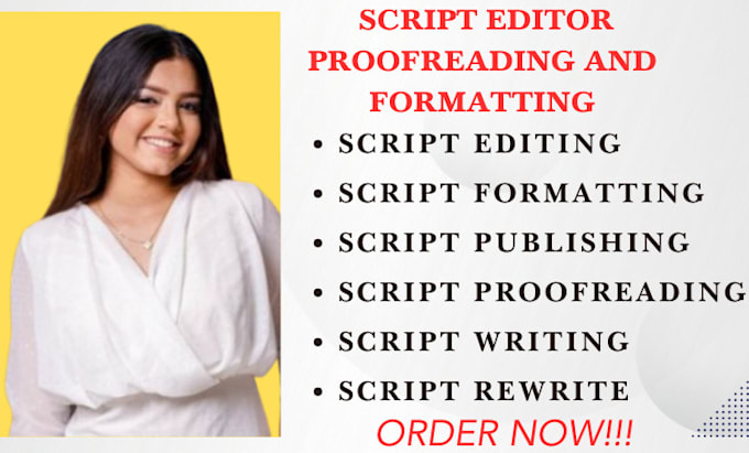 Gig Preview - Edit, format, proofread your screenplay, movie script, feature film script