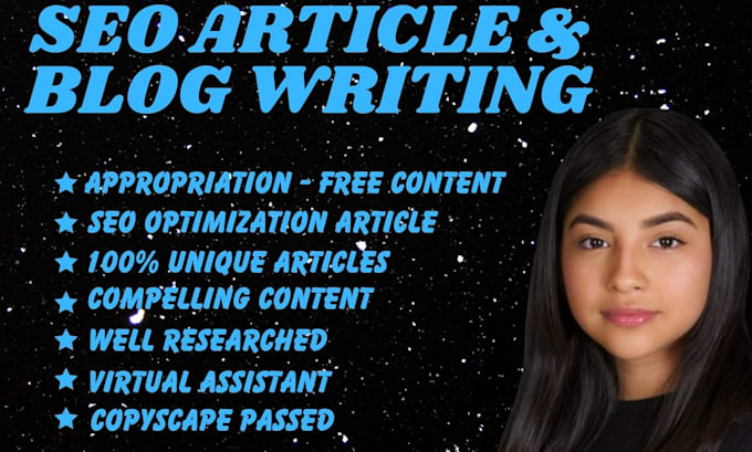 Gig Preview - Do SEO article writing blog post content virtual assistant copywriting