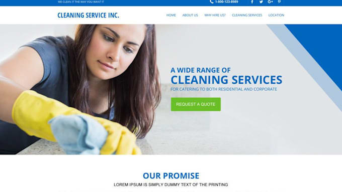 Gig Preview - Design house cleaning service website, office cleaning, booking koala